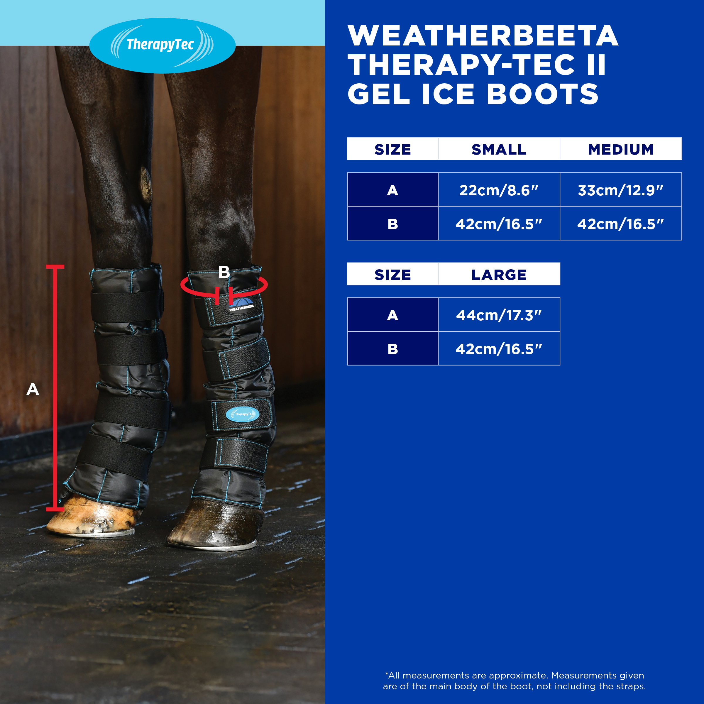 WEATHERBEETA Therapy-Tec II Gel Ice Boots  Größentabelle